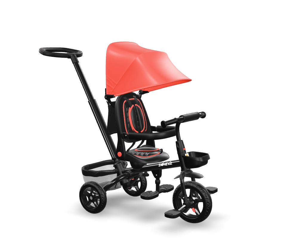 A lifelike 3D model of a baby stroller, showcasing modern design and functionality, developed by DNS Gaming.